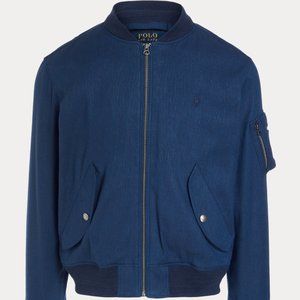 COPY - New Men's Polo Ralph Lauren Stretch Linen-Cotton Bomber Jacket Blue Size…